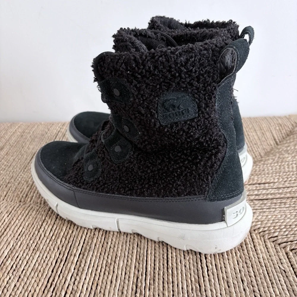 Sorel‎ Explorer II Joan Cozy Black / Tea Light NL4455-011 Women Sz 8 Gorpcore